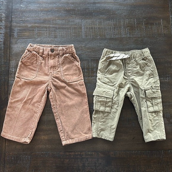 Sonoma & Old Navy 18m Bundle Brown Corduroy, Olive Nylon Pants - Picture 1 of 5